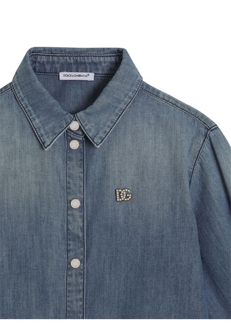 Camicia bambina in cotone denim DOLCE E GABBANA | L56S32/CEDENIM